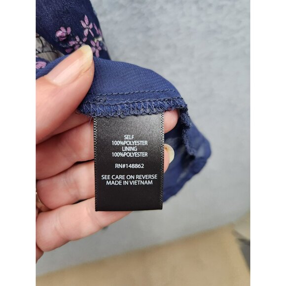 Torrid Off-Shoulder Floral Blouse Size 2 Navy With Pink & Cream - Picture 3 of 5